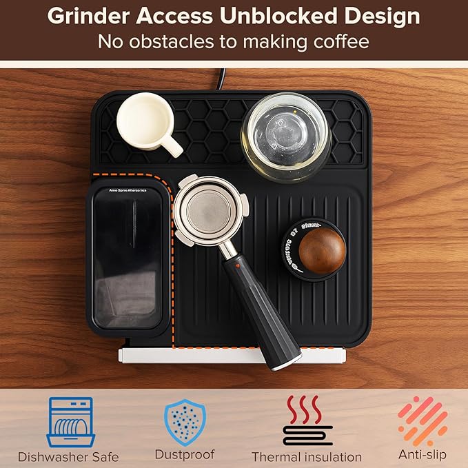 1 Pcs Top Mat for Ninja Luxe Cafe Espresso Machine ES601 & ES701, with Barista Towel and Coffee Cleaning Brush, Clean and Protects Top Surface, Anti-scratch, Non-Slip Silicone Coffee Machine Mat