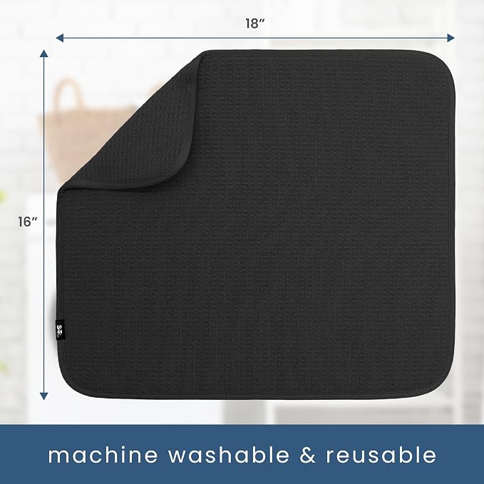 S&T INC. Dish Drying Mat, 16” x 18”, Absorbent Microfiber Kitchen Counter Mat - Image 6