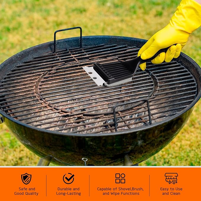 2 Pcs Grill Brush and Scraper, Barbecue Grill Cleaning Brush Stainless Steel - Image 4
