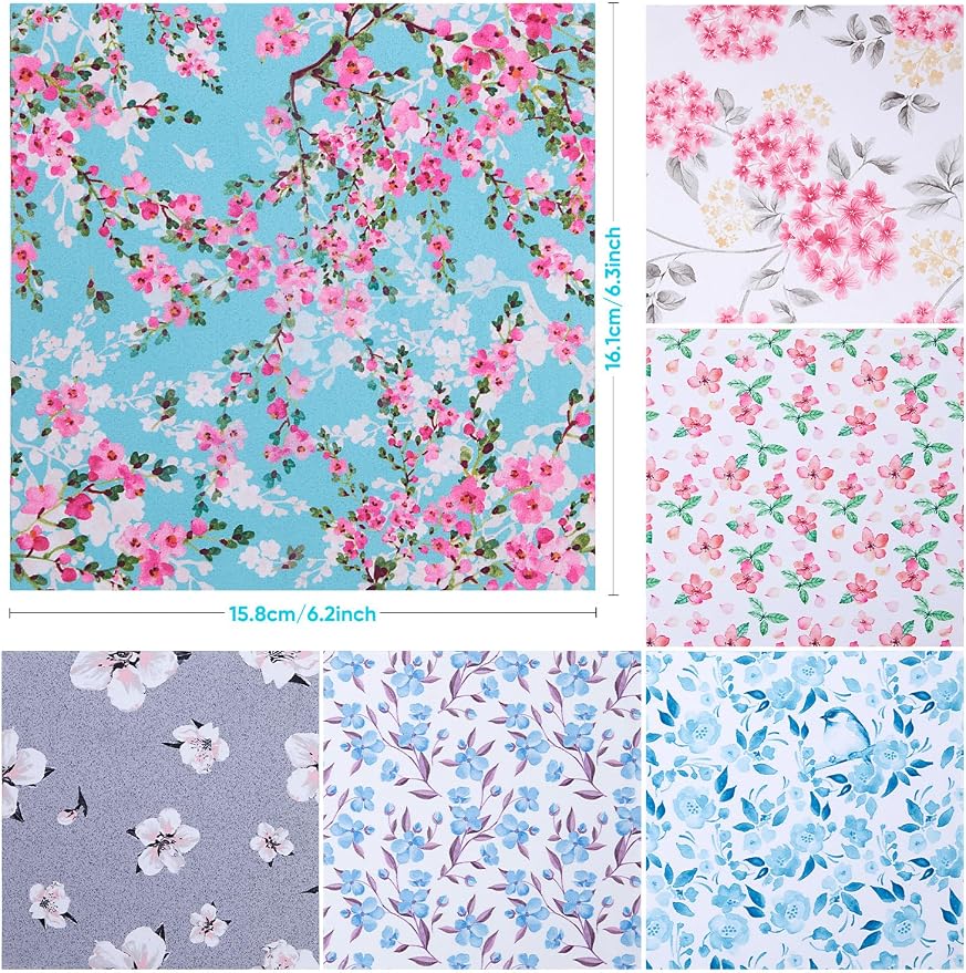 6PCS Thickened Glasses Cleaning Cloth Elegant Flower Design Microfiber Cleaning - Image 2