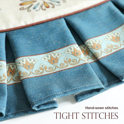 patdrea Pack of 2 Chair Cushions for Dining Chairs with Ruffled, Blue Wensel Floral Seat Cushion with Ties,Non Slip Chair Pads Decor for Bar Stool Cushions, Indoor Kitchen Chairs, 17.7"x17.7"