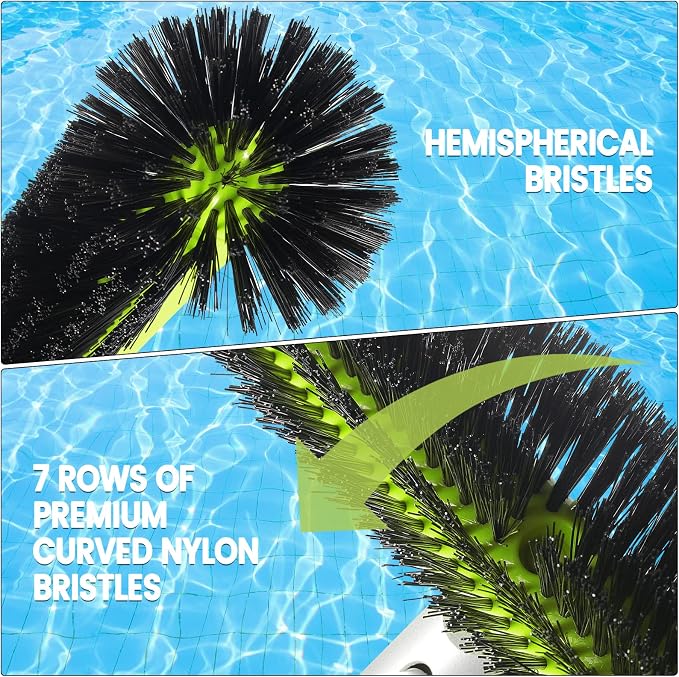 Swimming Pool Brush Head with Round Ends, 17.5" Heavy Duty Aluminum Back Head - Image 3