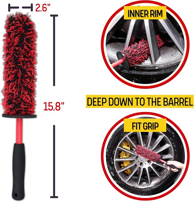 Metal Free Microfiber Wheel Brush Kit- Microfiber Angled Wheel Brush, Long - Image 3
