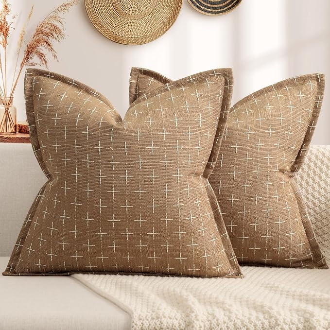ZWJD Throw Pillow Pillow Covers 20x20 Set of 2 Soft Polyester Textured Pillow by ZWJD