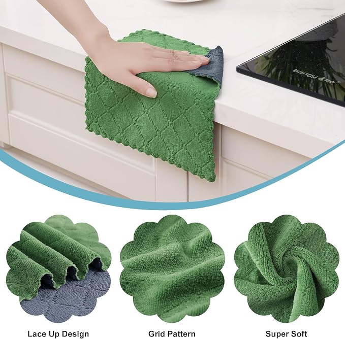 Homaxy 12 Pack Kitchen Cloths Dish Towels, Super Soft and Absorbent Dish Cloths - Image 2
