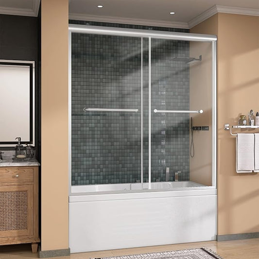 GETPRO Tub Shower Door 56-60 in. W x 62 in. H Double Sliding Bathtub Door by GETPRODeluxeBathroomSolutionExpert