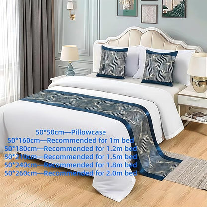 Bed Runner for Guest Room，Luxury Bed Runner，Wedding Bed Runner，Embroidered Bed Runner，Breathable Washable，Hotel Decor，Bed Decorations ，for Home Hotel Decorations(B,2 Pillowcase)