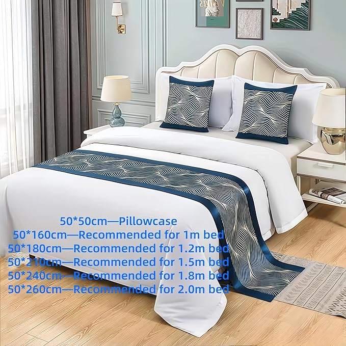 Bed Runner for Guest Room，Luxury Bed Runner，Wedding Bed Runner，Embroidered Bed Runner，Breathable Washable，Hotel Decor，Bed Decorations ，for Home Hotel Decorations(F,50 * 240cm)