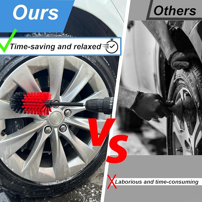 Wheel Brush Kit, Soft Drill Wheel Cleaner Brush, No Scratches Highly Dense Car - Image 2