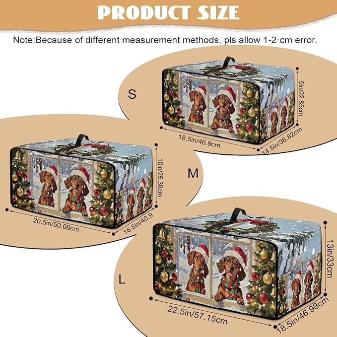 Convection Oven Dust Cover with Storage Pockets, Protective Smart Oven Cover for Kitchen Countertop for Christmas Holiday Party, L, 18.5 x 22.5 x 13 Inches, Dachshund Dog Christmas Tree