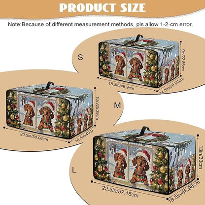 Convection Oven Dust Cover with Storage Pockets, Protective Smart Oven Cover for Kitchen Countertop for Christmas Holiday Party, L, 18.5 x 22.5 x 13 Inches, Dachshund Dog Christmas Tree