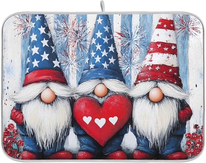 Three Cute Gnomes Pattern Dish Drying Mat by OTVEE
