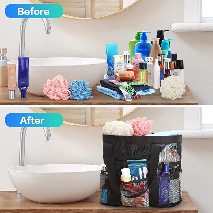 HAOGUAGUA Large Mesh Bathroom Shower Caddy, Mesh Beach Pool Bag, Portable - Image 6