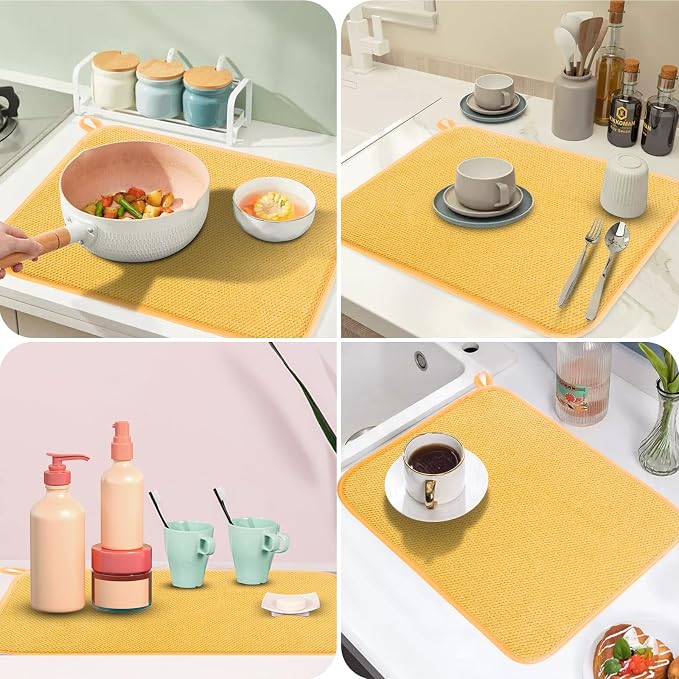 Microfiber Dish Drying Mat, Super Absorbent Kitchen Dish Drying Pad, Reversible - Image 4