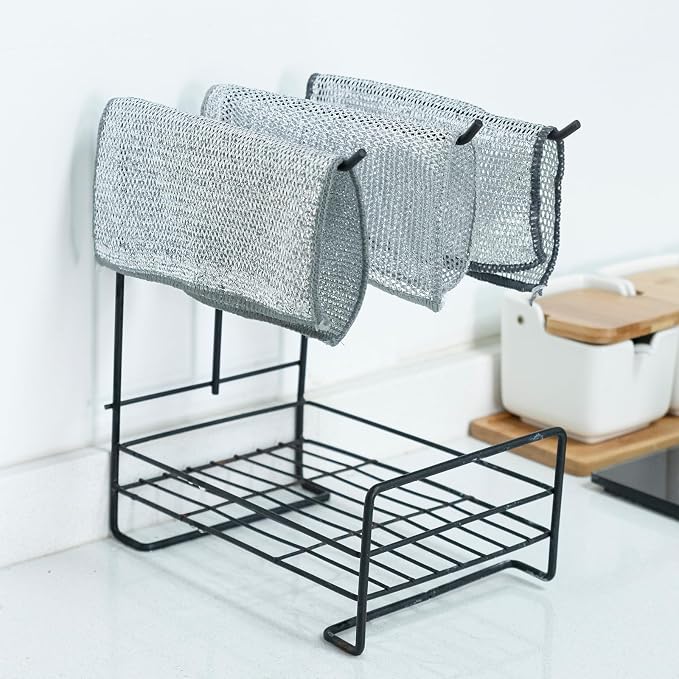 10 Pack Extra Large Non Scratch Wire Dishcloths, 30x30cm Double-Layer Silver - Image 8