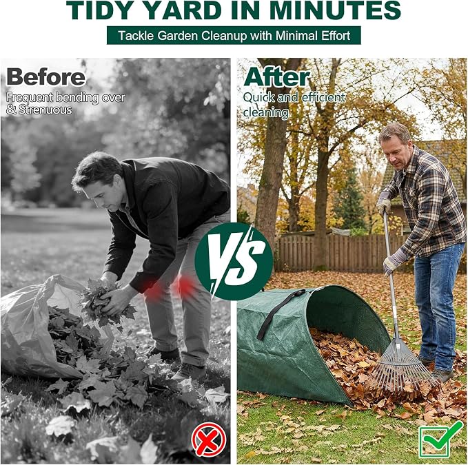 60 Gallon Large Leaf Collector, Dustpan-Style Lawn and Leaf Bags, Collapsible - Image 4