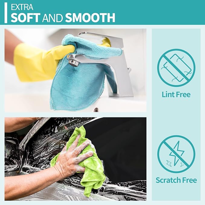 HOMERHYME Microfiber Cleaning Cloth, 100 Pack Cleaning Rags, Lint Free Reusable - Image 5