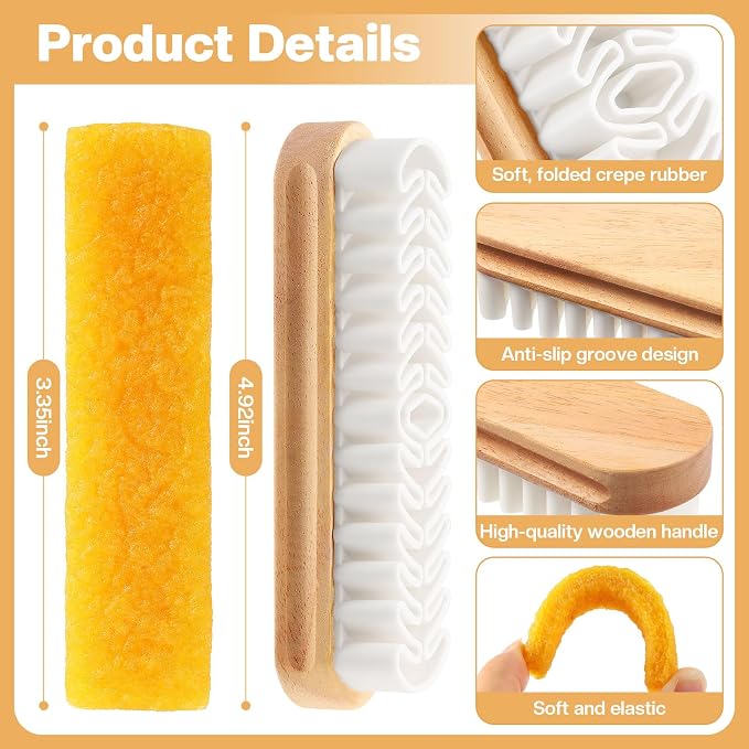2 Pcs Suede Shoe Brush Nubuck Leather Cleaner Shoes Shine Dauber Crepe - Image 3
