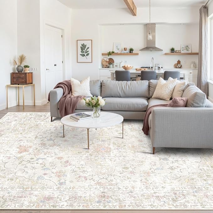 4x6 Area Rugs for Living Room, Small Washable Beige Rugs, Entryway Non Slip Rug - Image 2
