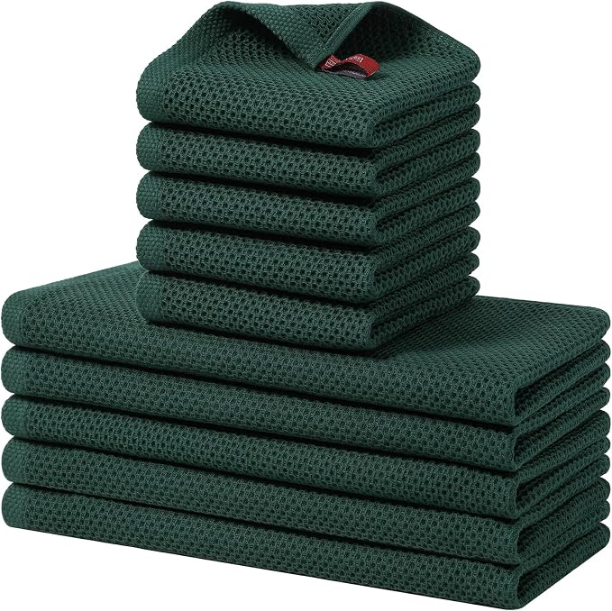 Homaxy 100% Cotton Kitchen Towels and Dishcloths Set, 12 x 12 Inches and 13 x by Homaxy