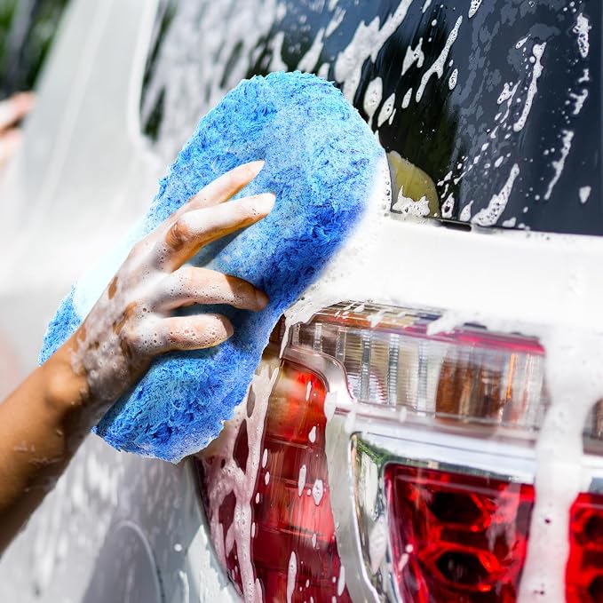 Tanlade 4 Pcs 2 Pack Large Microfiber Car Wash Sponge - Image 4