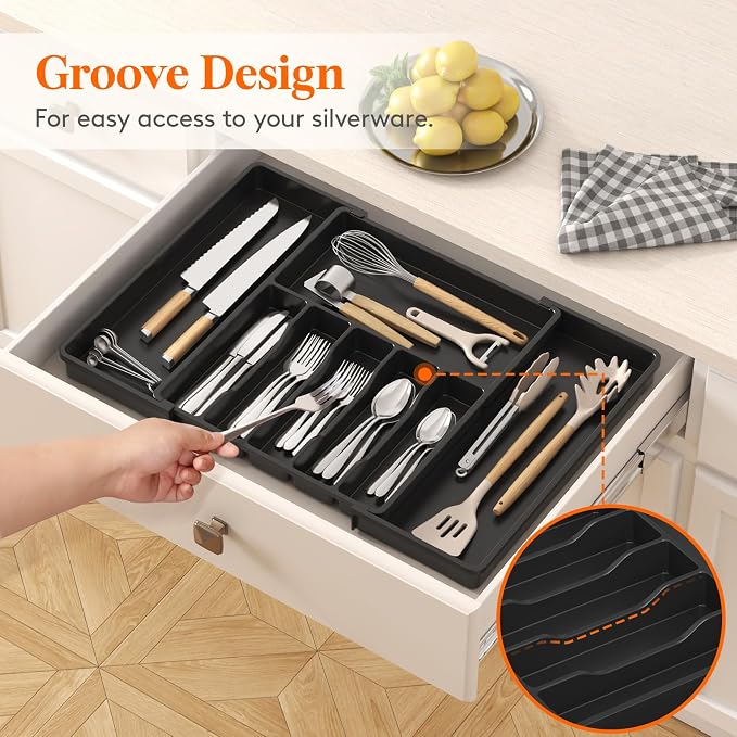 Lifewit Silverware Drawer Organizer, Expandable from 15.4 to 27 inches - Image 9