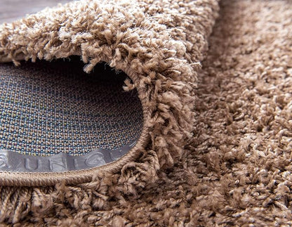 Unique Loom Solid Shag Collection Area Rug (9' x 12' Rectangle, Sandy Brown)