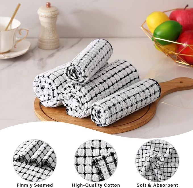 Homaxy Kitchen Towels and Dishcloths Set, 16 x 25 and 12 x 12 Inches, Super - Image 4