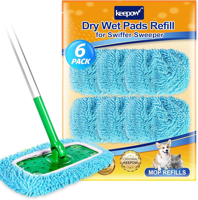 KEEPOW Wet Pads Refill for Swiffer Sweeper Mop and Sweep & Mop Deluxe by KEEPOW