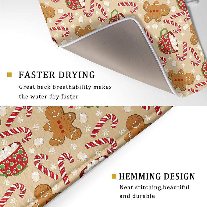 Christmas Gingerbread Man Dish Drying Mat - Image 3
