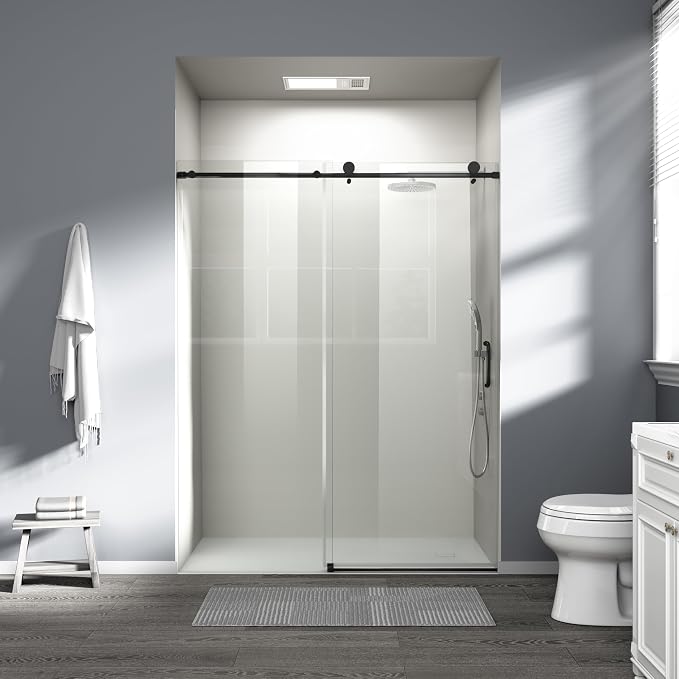 Abruzzo 76" Tall Frameless Single Sliding Shower Door by ABRUZZO