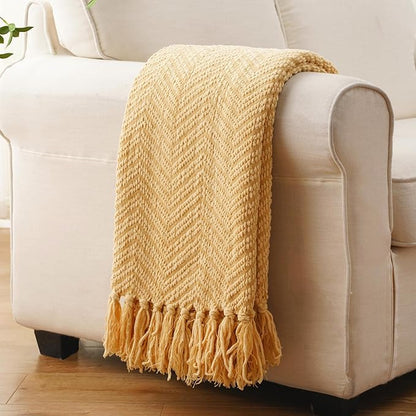 BATTILO HOME Gold Throw Blanket for Couch, Fall Decor Blankets & Throws, Fall Throw Blanket for Autumn Halloween Decoration, Yellow Throw Blankets for Bed Sofa, 50"x60"