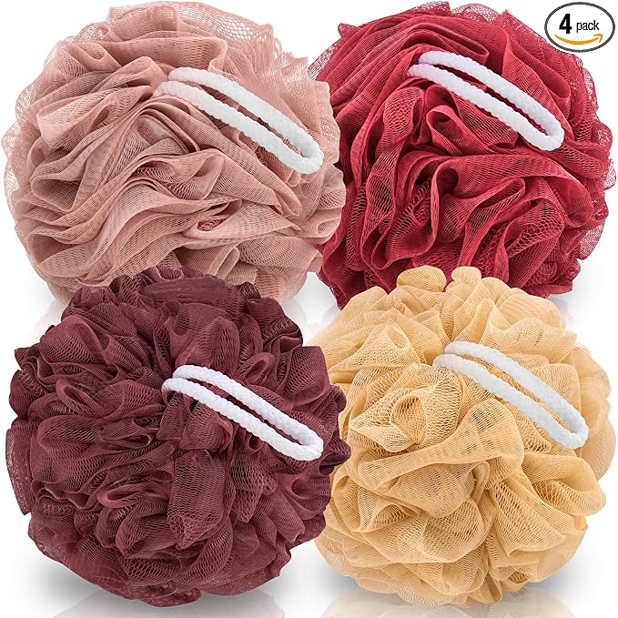 Loofah Sponge XXL-100g 4 Pack, Bath Sponge Soft Mesh Shower Puff Loofah by MTDLYICE