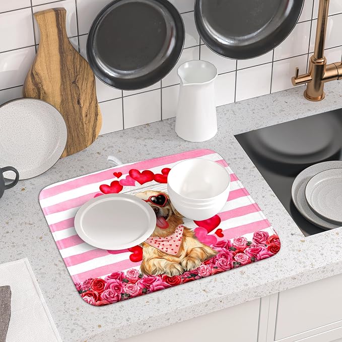 Valentine's Day Dog Dish Drying Mat - Image 6