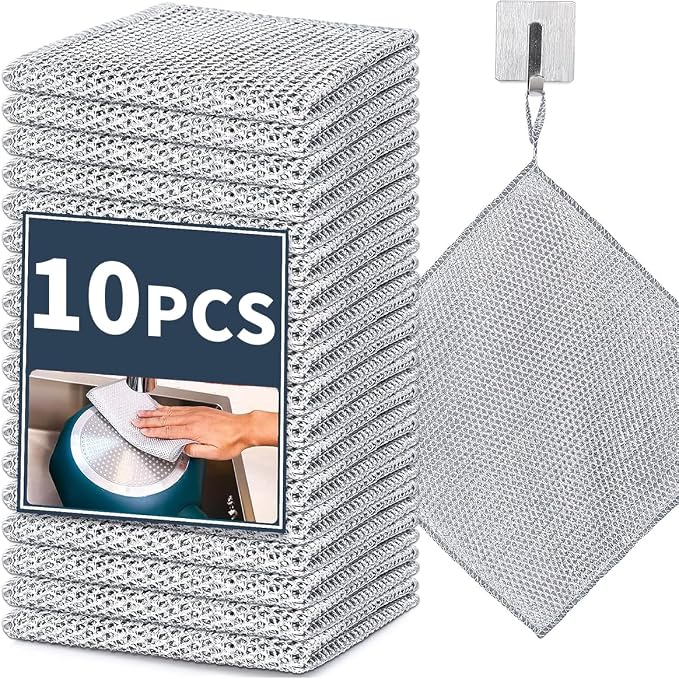 Reusable Non Scratch Wire Dishcloth, Double-Layer Stainless Rag, Kitchen by Unknown