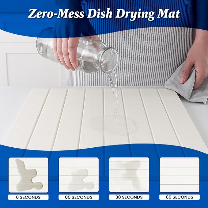 Large Stone Dish Drying Mat for Kitchen Counter, Instant Drying Pad, Super - Image 5