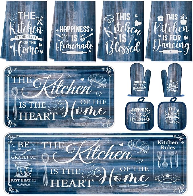 Fourluoo 10 Pcs Farmhouse Kitchen Decor and Accessories Set 4 Kitchen Towels 2 by Fourluoo