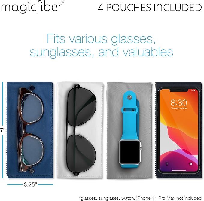 MagicFiber Ultra-Soft Microfiber Glasses & Sunglasses Pouch Case Slim Eyeglass - Image 2