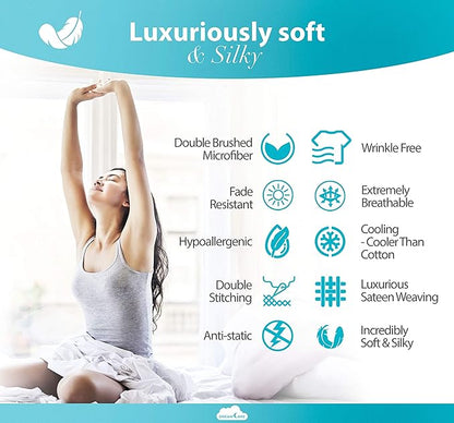 DREAMCARE Twin XL Sheet Sets – 3pcs Cooling Sheets – up to 15” Deep Pocket Twin XL Sheets Set – Hotel Luxury Sheets & Pillowcases – Superior Softness 100% Fine Microfiber with Side Pocket – Purple