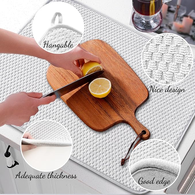 3 Pcs XXL Dish Drying Mat, Absorbent Microfiber Dishes Drainer Mats, Large Size - Image 4