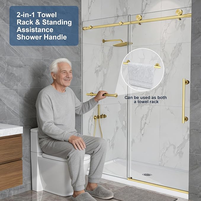 Frameless Shower Door, 5/16" Glass Sliding Shower Door - Image 4