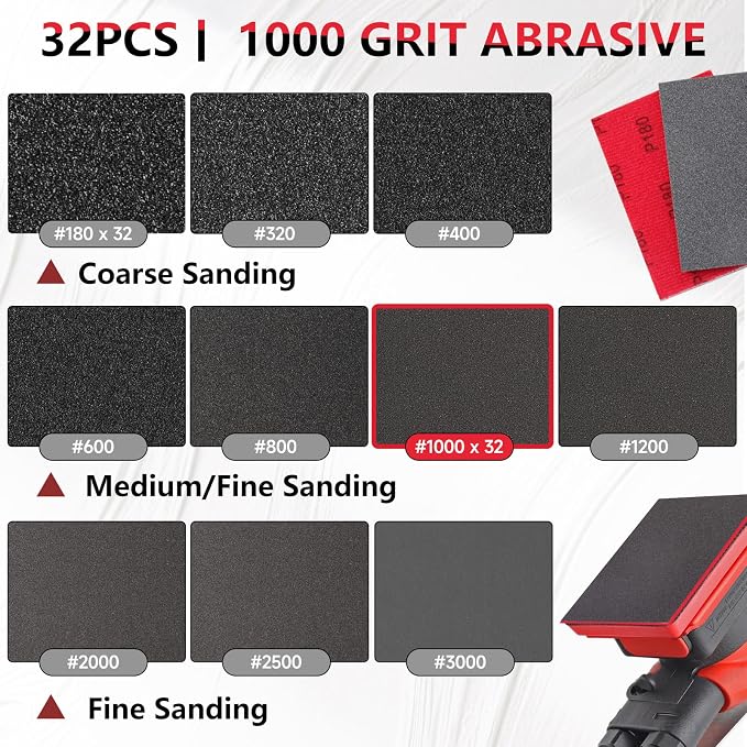 32-Pack 3x4 Inch 1000 Grit Hook & Loop Sanding Sponges - Image 2