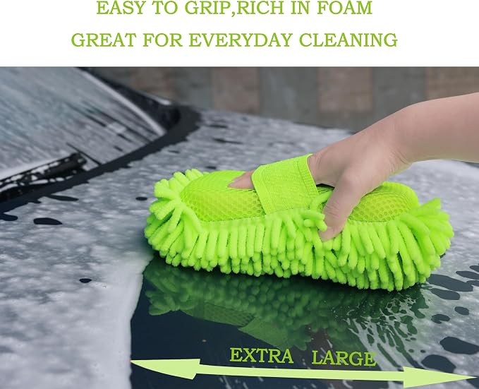 Microfiber Car Wash Sponge-Non-Scratch Wash Mitt-Two Sided Chenille Microfiber - Image 3
