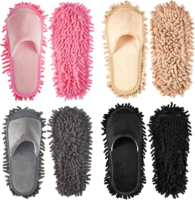 Jecery 4 Pair Washable Microfiber Mop Slippers Detachable Dusting Shoes by Jecery
