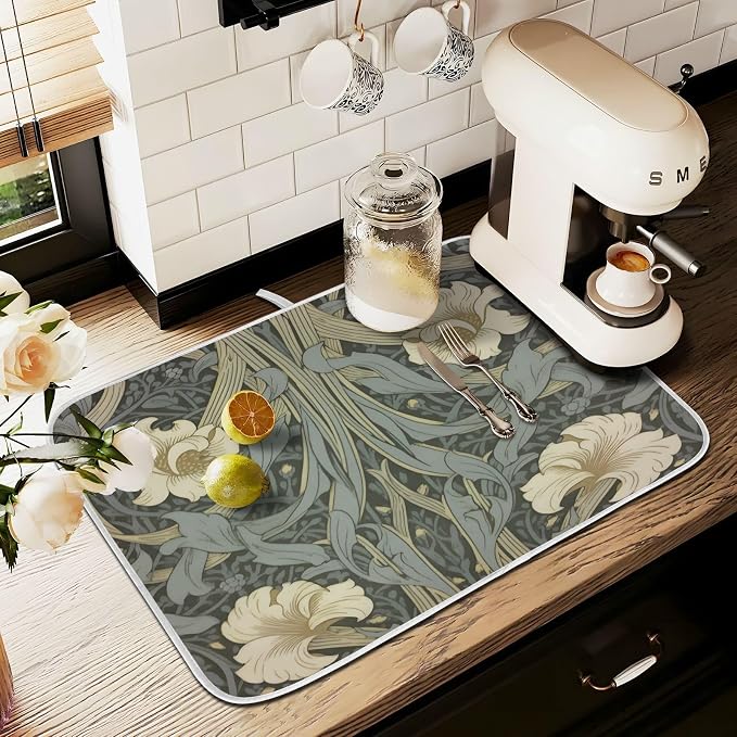 William Morris Flowers Print Dish Drying Mat - Image 8