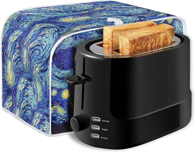ZFRXIGN Starry Night Toaster Cover 4 Slice Small Appliance Covers Toaster Bag Dust Cover with Top Handle Cute Toaster Oven Cover Washable Blue
