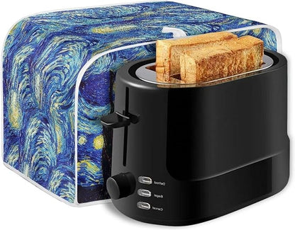 ZFRXIGN Starry Night Toaster Cover 4 Slice Small Appliance Covers Toaster Bag Dust Cover with Top Handle Cute Toaster Oven Cover Washable Blue