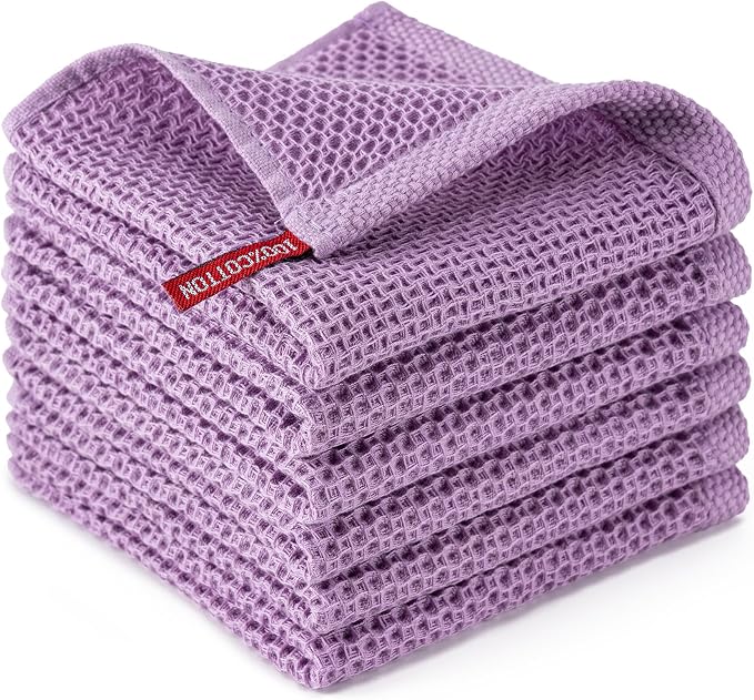 BOOMIBOO 6-Pack Kitchen Dish Cloths, 100% Cotton Waffle Weave, Ultra Soft by BOOMIBOO