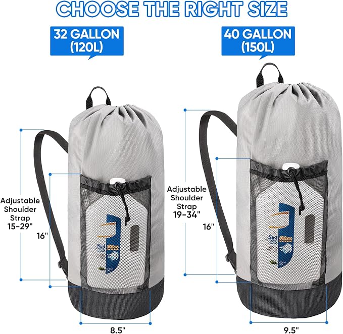 BALEINE 120L Laundry Bag Backpack, 900D Oxford Fabric Large Travel Laundry Bags - Image 2