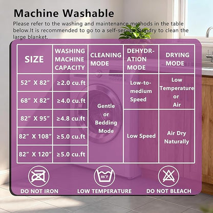 Waterproof Blanket for Bed King Size, Leak Proof Dog Couch Blankets Reversible, Pet Throw Sofa Furniture Protector Machine Washable-82 x108,Purple+Cream